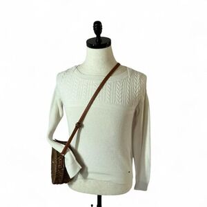 Abercrombie & Fitch Womens Cable Knit Old Money Sweater S Tennis Preppy Academia